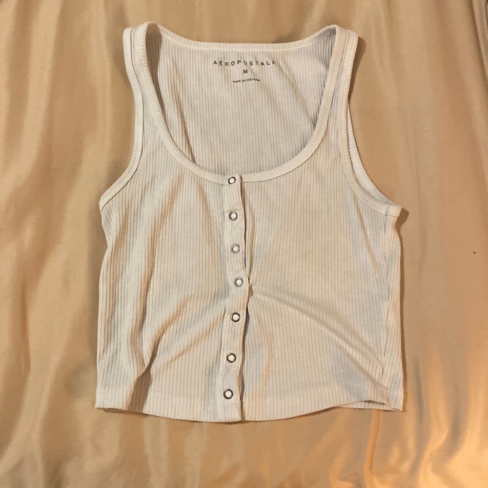 White Aeropostale crop top button up